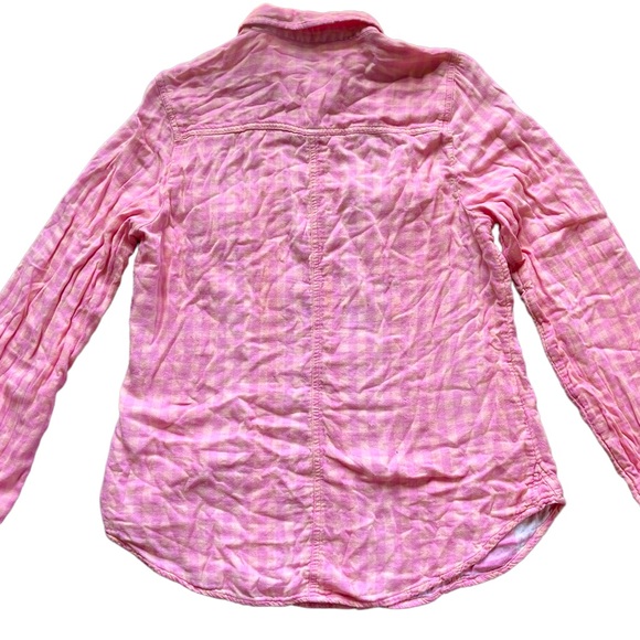 Maurices pink & orange plaid checkered long sleeve button down shirt - Picture 9 of 14